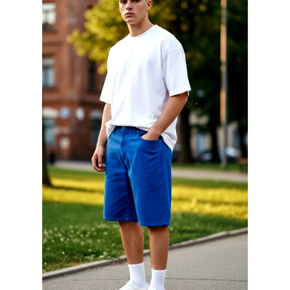 RARE Vintage Levis 508 Shorts Mens 38 Royal Blue Grunge Retro Y2K Stretch Denim